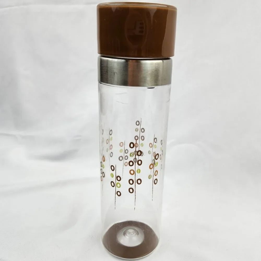 ☕️Starbucks 2008 Brown & Clear Retro 20oz Water Bottle Tumbler